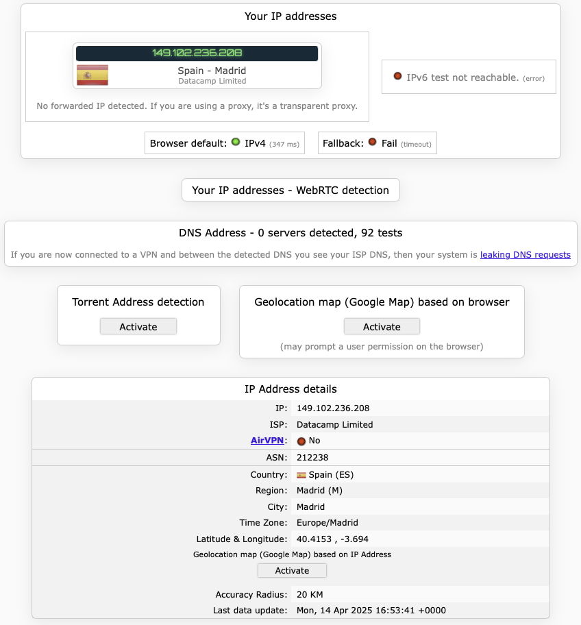 Browser data exfiltration with VPN