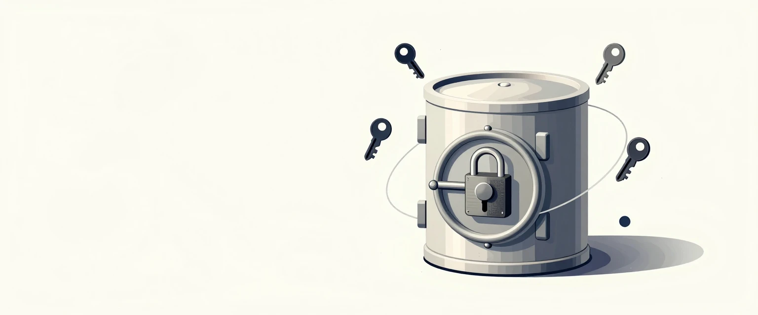 Un candado digital abierto sobre una caja fuerte, símbolo de un solo secreto para todas las cuentas